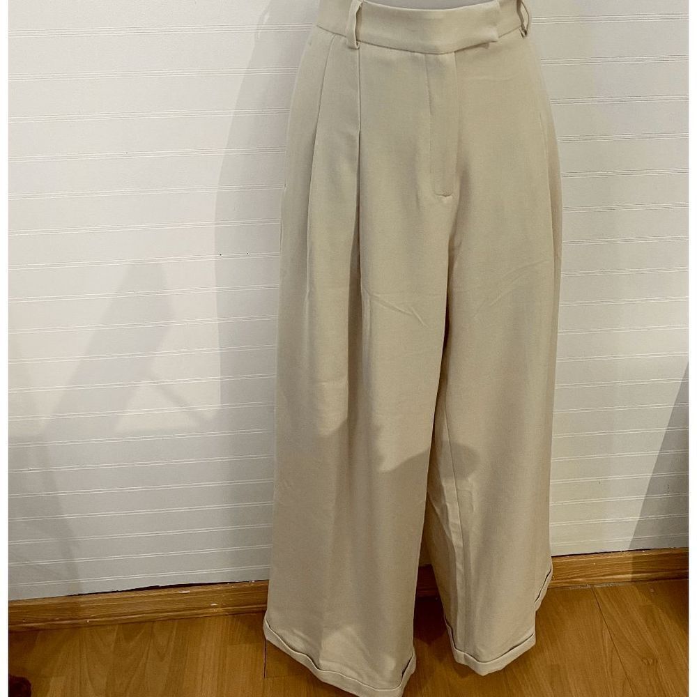 Free People Women’s Pleated Wide Leg Pants Ivory White - Picture 4 of 12